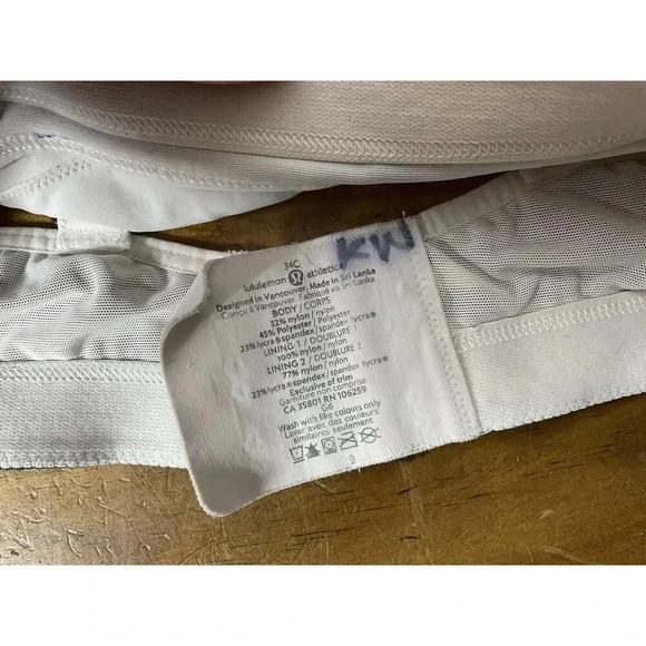 Lululemon Athletica Sports Bra 34C- Vintage - Gray and White Striped - Picture 4 of 7